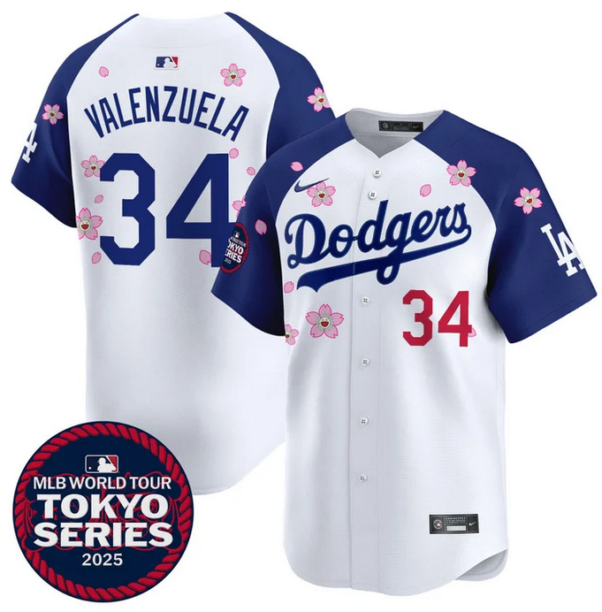 Men Los Angeles Dodgers #34 Valenzuela Tokyo Series 2025 white Limited Stitched Jersey